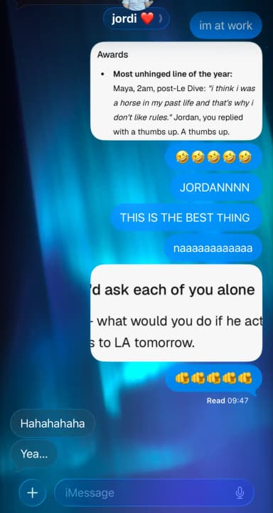 A couple reacting on iMessage as the report lands in their chat. (part 2)